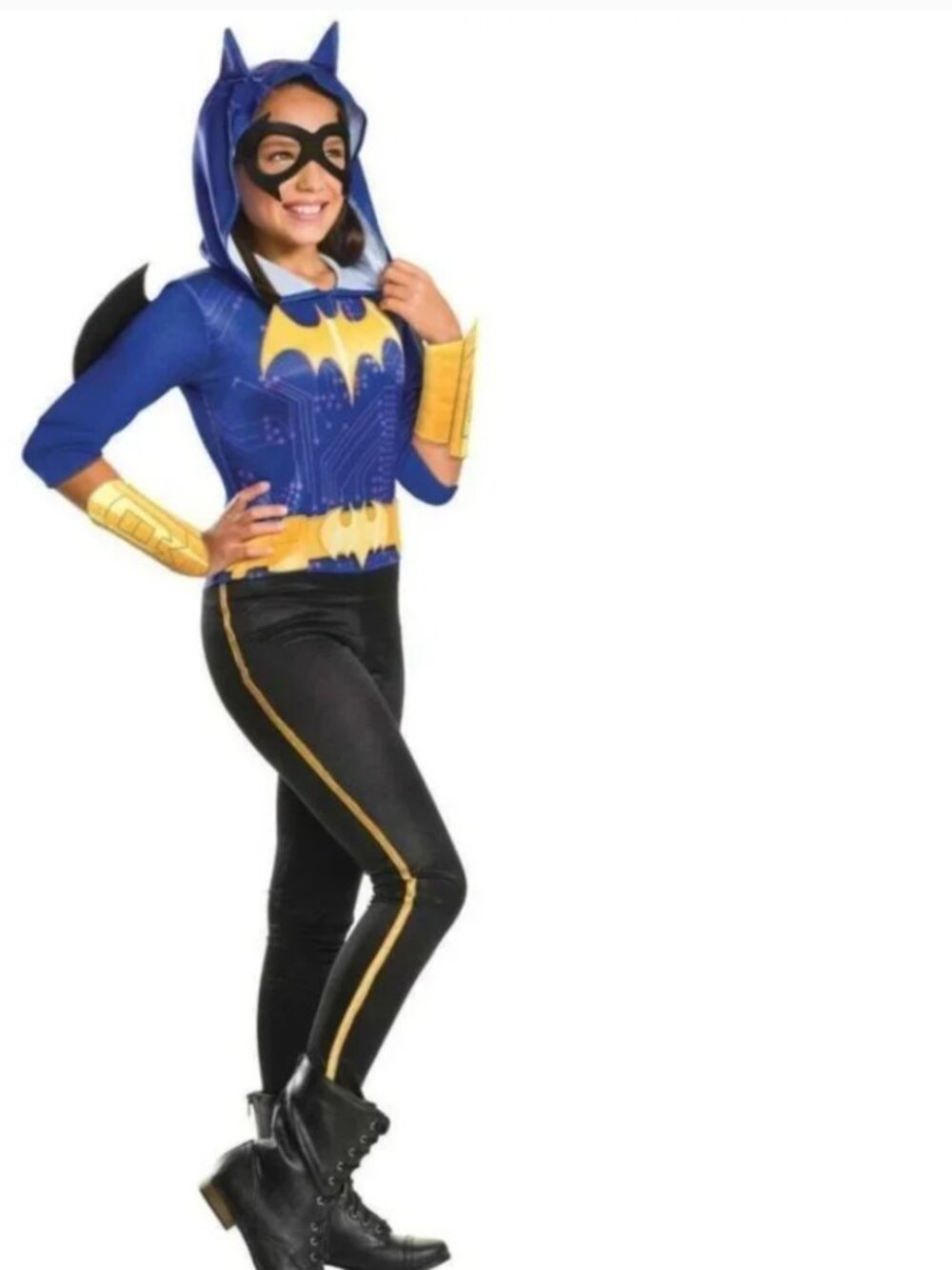 Batgirl Batman Halloween Costume 12/14 Hooded Jumpsuit, Mask, Belt 5 Pc Girls
